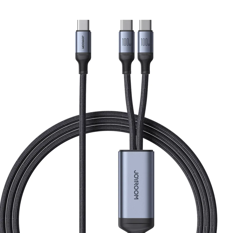 Joyroom Speedy Series S-A21 2v1 USB-C - USB-C / USB-C kábel 100W 1,5m - čierny