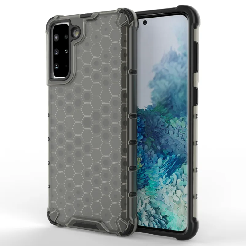 Pancierový kryt Honeycomb Case s TPU nárazníkom pre Samsung Galaxy S21+ 5G (S21 Plus 5G) čierny