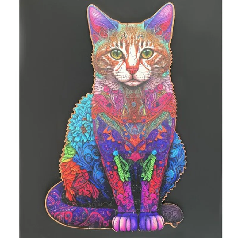 KRUZZEL Drevené puzzle mačka 130 dielov 38 x 24 cm