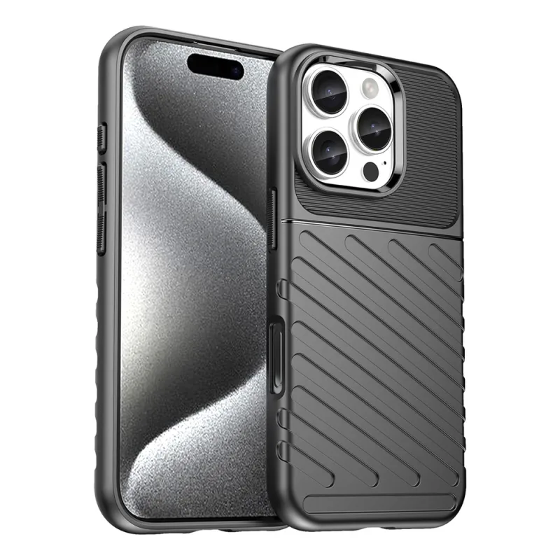 Silikónový obal Thunder Case pre iPhone 16 Pro – čierny