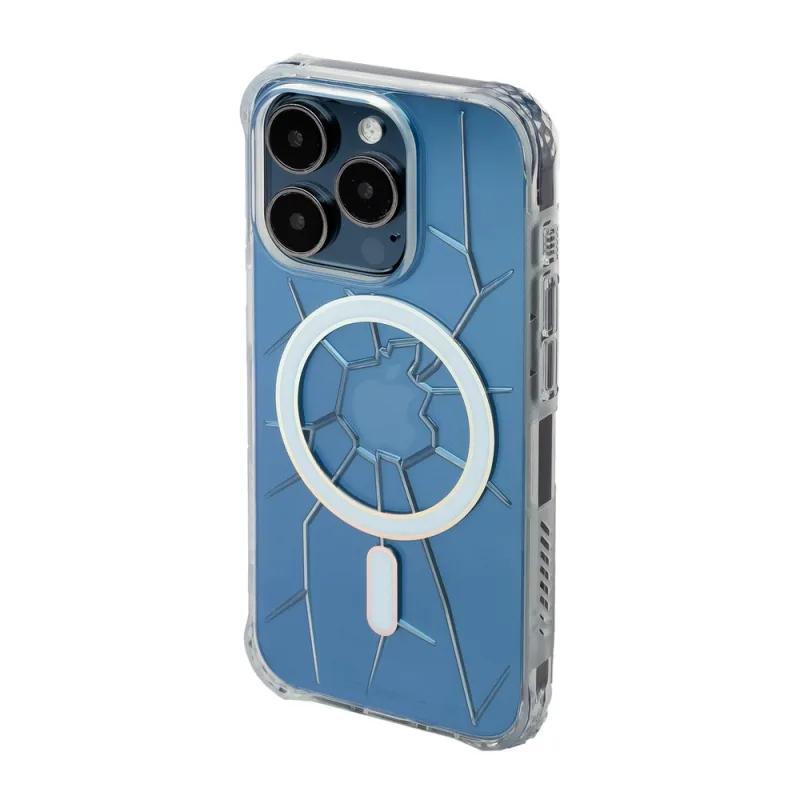 Silikónový obal MagSafe Kingxbar PQY Crack Series pre iPhone 15 Pro – priehľadný