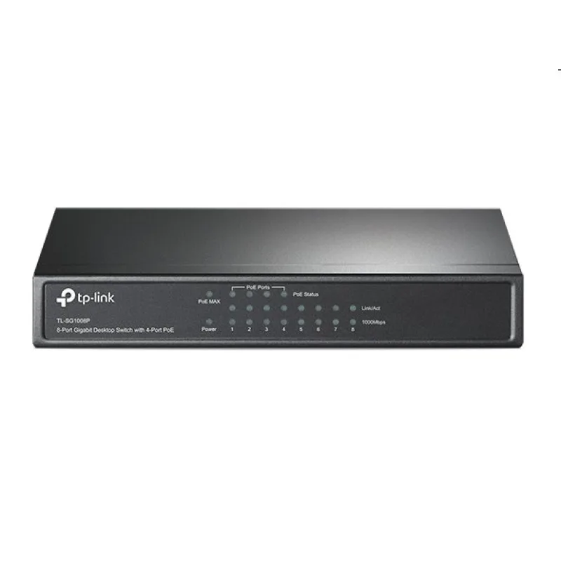 tp-link TL-SG1008P, 8 port Gigabit Desktop Switch, 8x 10/100/1000M RJ45 ports, 4x PoE, steel case