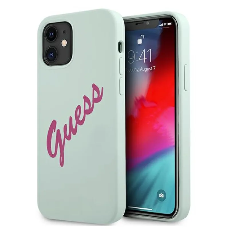 Pevné puzdro Guess GUHCP12SLSVSBF iPhone 12 mini 5,4" modré fuchsiové/modré fuschia silikónové Vintage