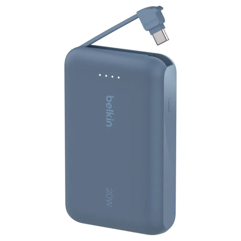 Belkin BoostCharge PowerBank 10K with Integrated USB-C Cable 20W - Blue…