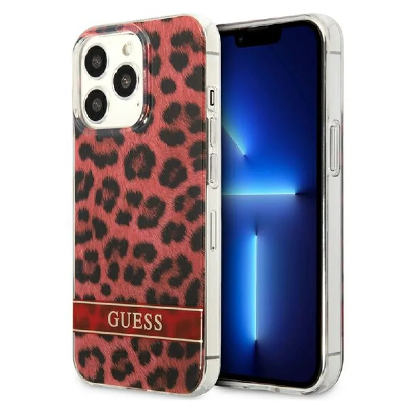 Guess GUHCP13LHSLEOR iPhone 13 Pro / 13 6,1" červený/červený pevný obal Leopard