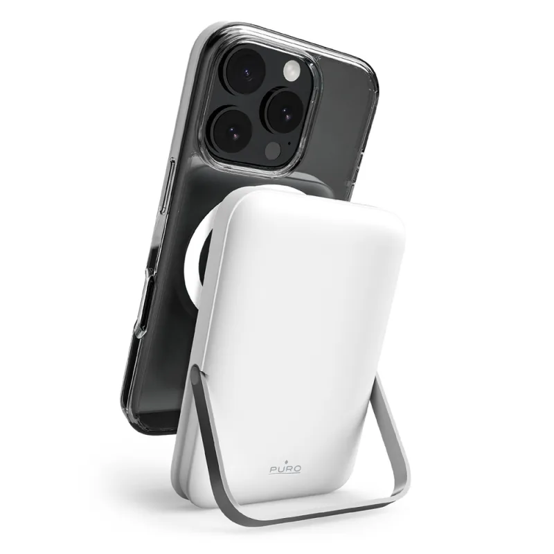 Puro 10000mAh MagSafe Wireless Power Bank s hliníkovým stojanom - biela