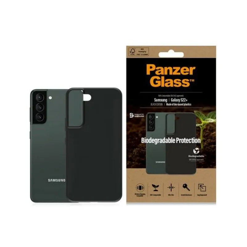 Biodegradabilné puzdro PanzerGlass pre Samsung Galaxy S22+ - čierne