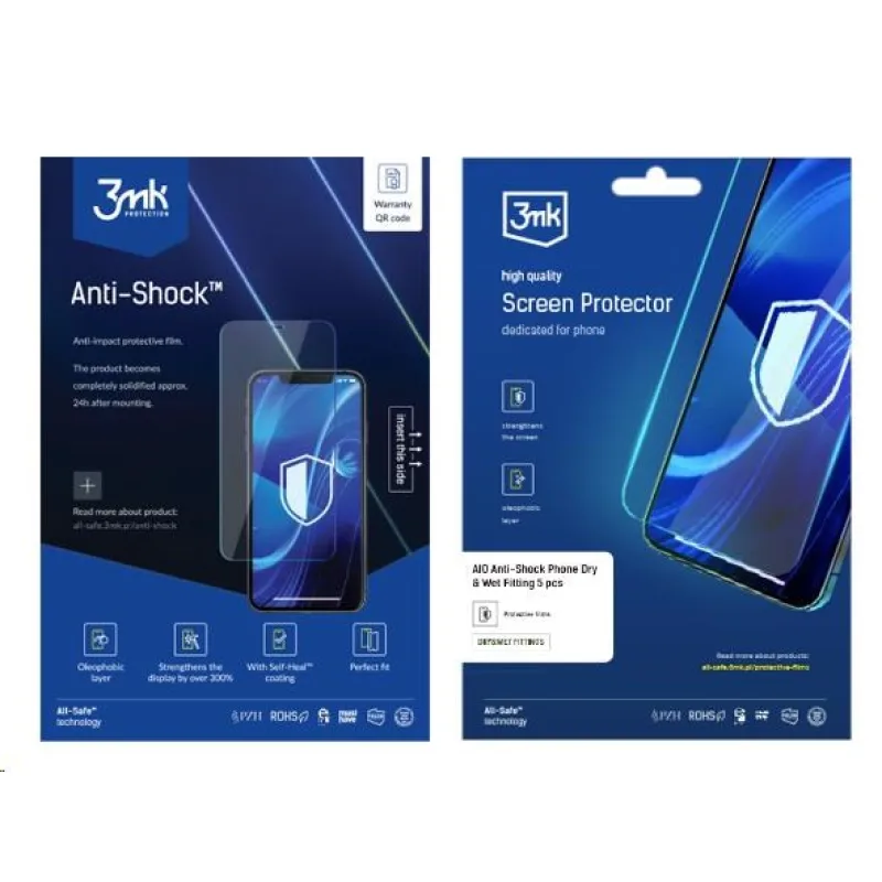 3mk All-Safe - AIO fólie Anti-shock Dry & Wet Fitting Phone, 5 ks…