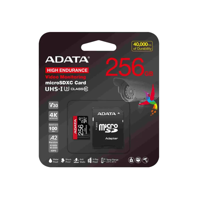 Adata High Endurance/ Micro SD/ 256GB/ UHS-I U3 / Class 10/ + Adaptér…