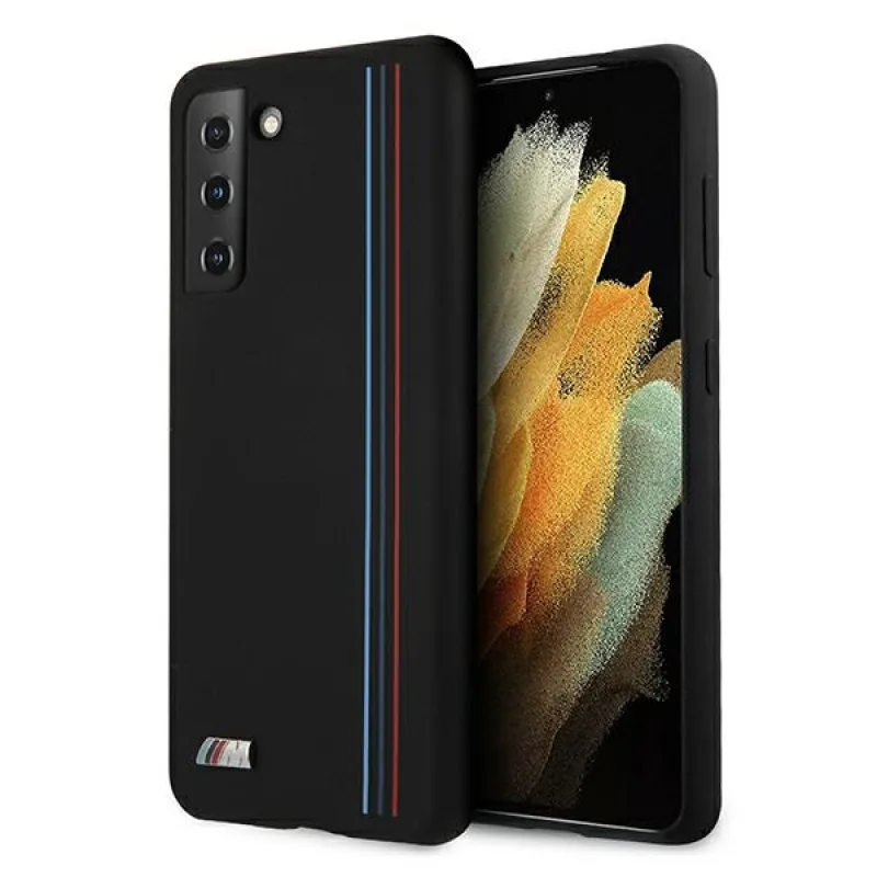 Puzdro BMW Silicone Stripes M Collection pre Samsung Galaxy S21+ - čierne