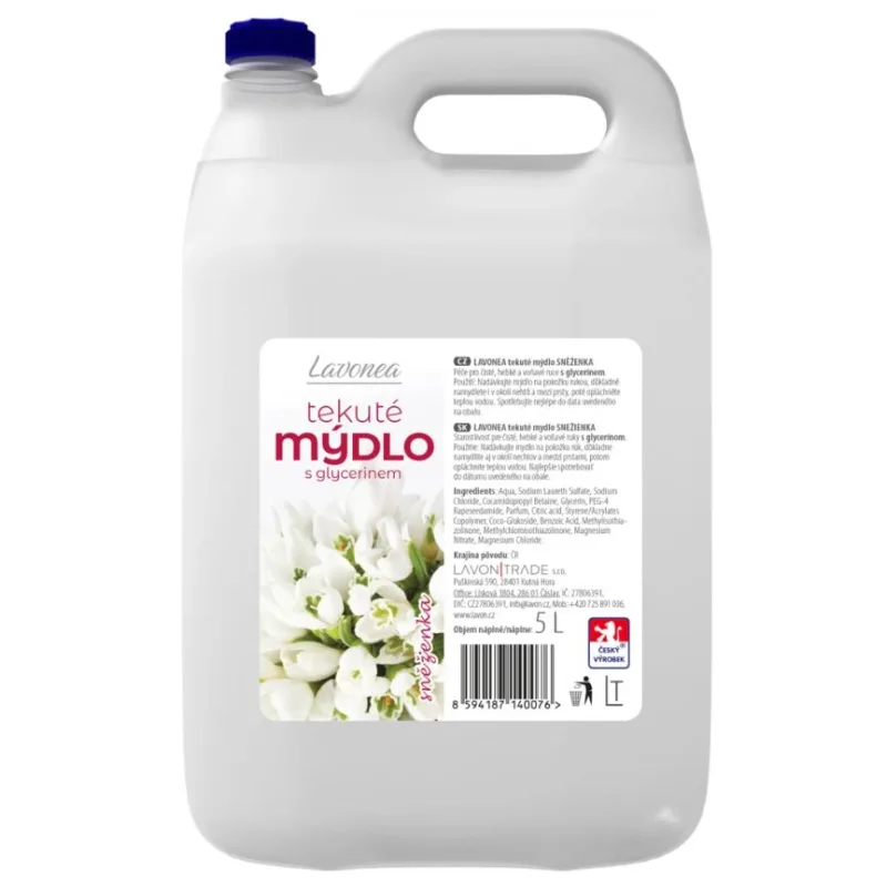 Lavonea mydlo s glycerínom, 5l biele