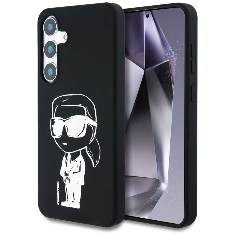 Puzdro Karl Lagerfeld Silicone Graffiti Ikonik Vytlačené logo MagSafe Samsung Galaxy S25 čierne
