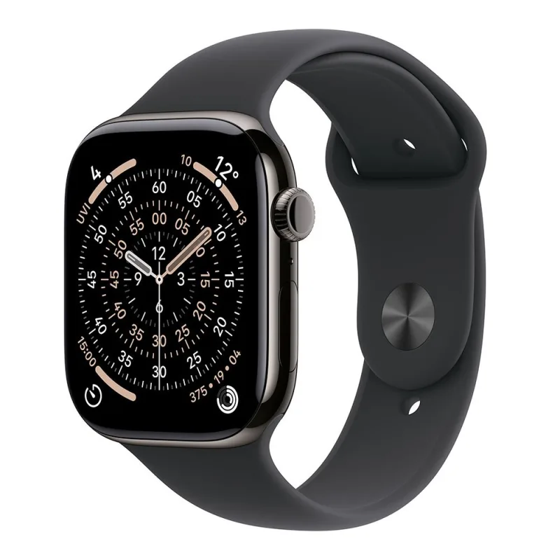 Apple Watch Series 11 GPS + Cellular 46mm Bridlicový sivý titán s čiernym športovým remienkom - M/L