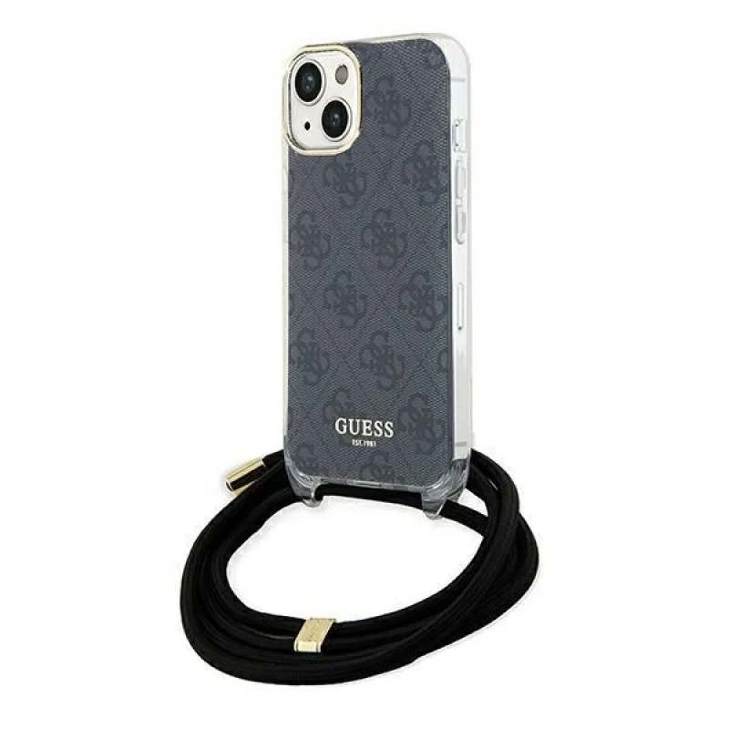 Puzdro Guess Crossbody Cord 4G Print Case pre iPhone 15/14/13 - čierne