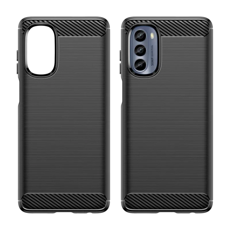 Carbon Case for Motorola Moto G62 5G flexibilný silikónový karbónový kryt čierny