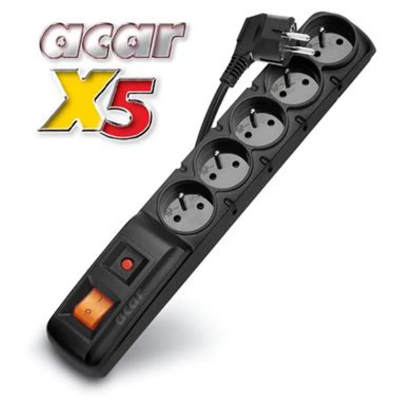 Rozvodný panel ACAR X5/ 5m 5x230V čierny+prep.ochr.