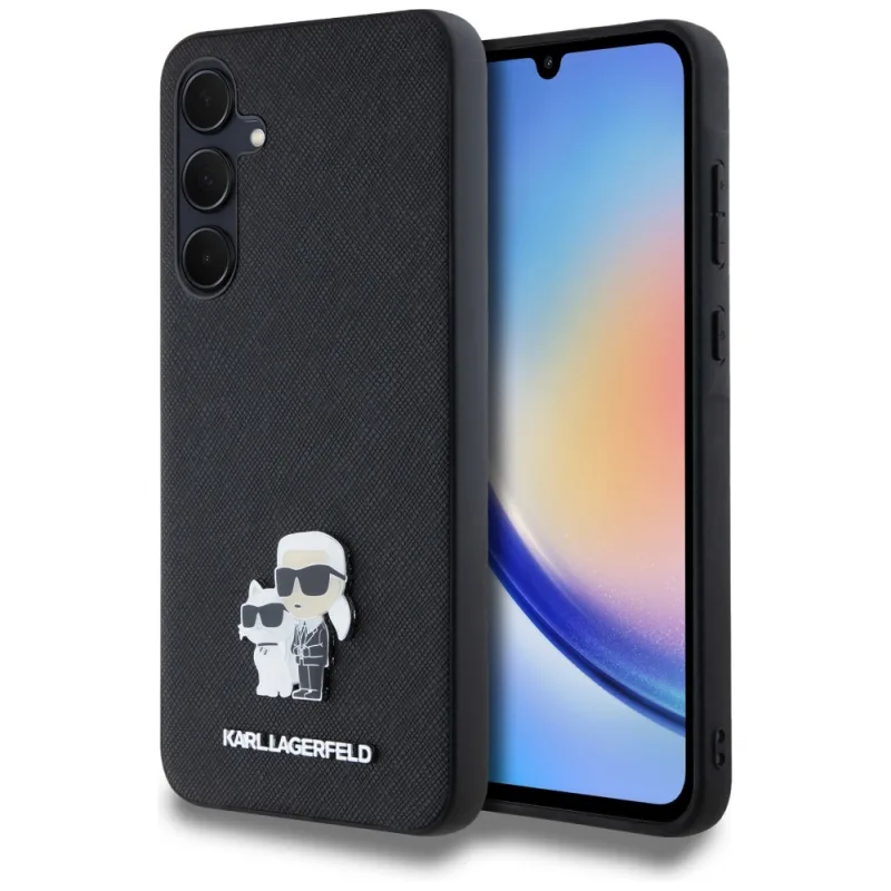 Puzdro Karl Lagerfeld Saffiano Karl&Choupette Pin pre Samsung Galaxy A35 - čierne