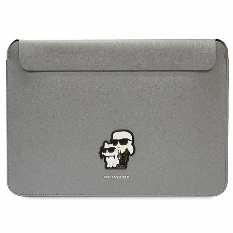 Karl Lagerfeld Puzdro Saffiano Karl&Choupette na 16" notebook - strieborné