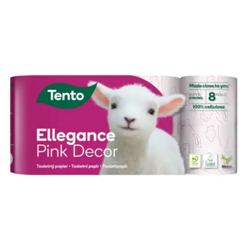 TENTO Ellegance Pink Decor toaletný papier 8 ks 3-vrstvový