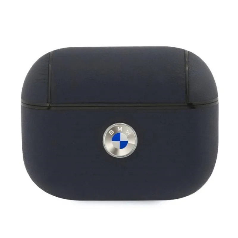 BMW originálne kožené puzdro AirPods Pro so strieborným logom – námornícka modrá