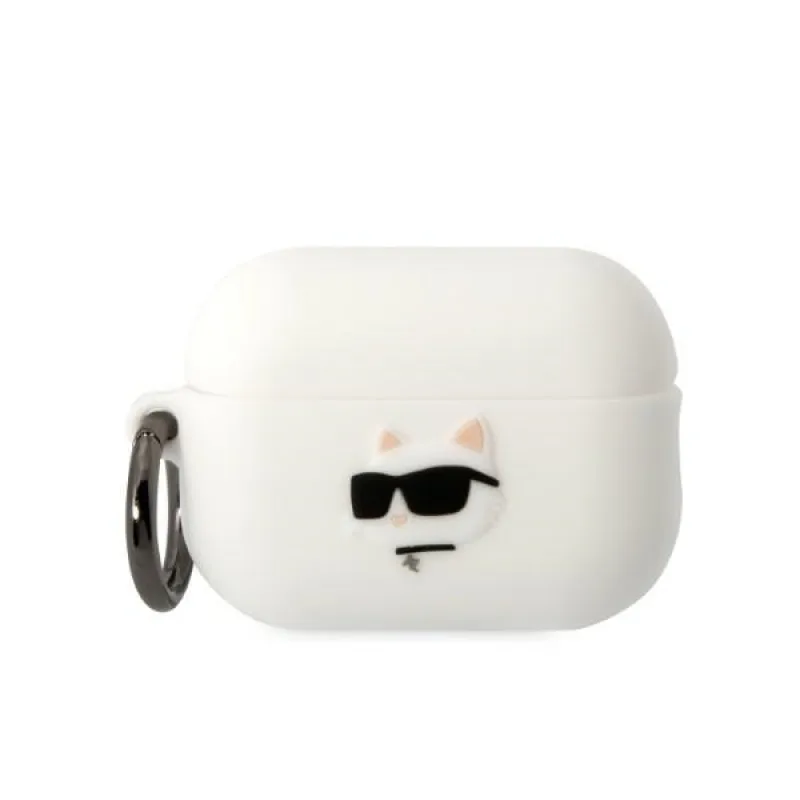 Karl Lagerfeld KLAP2RUNCHH kryt AirPods Pro 2 biely/biely Silikónová hlava Choupette 3D