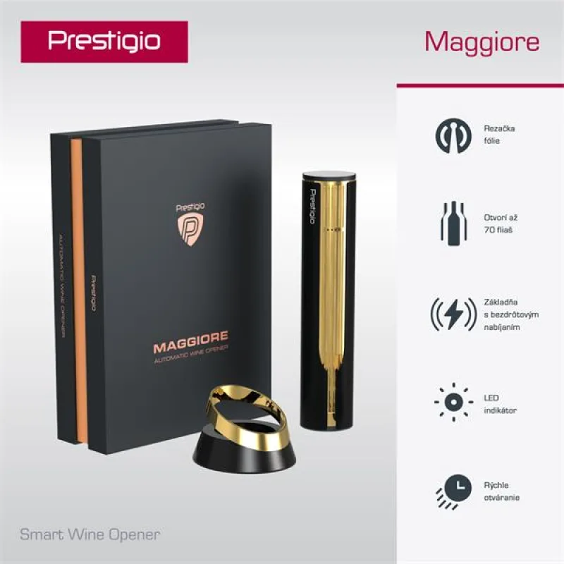 Prestigio Maggiore, automatický otvárač vína, Premium dizajn PWO104GD