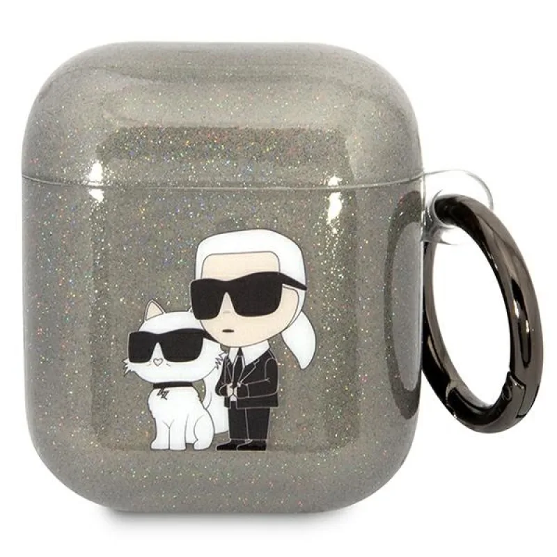 Karl Lagerfeld KLA2HNKCTGK Airpods 1/2 kryt black/black Gliter Karl&Choupette