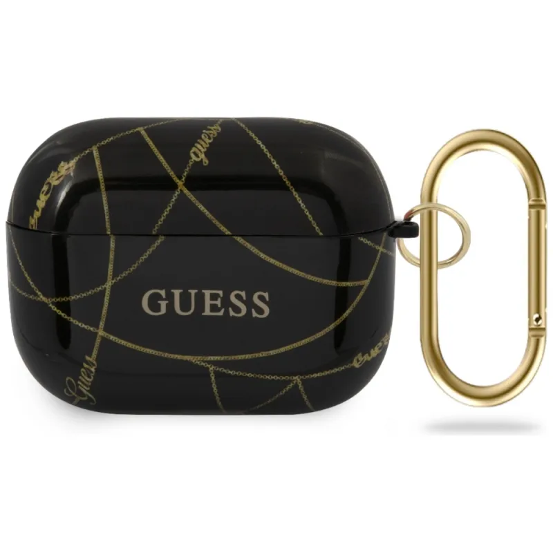 Guess GUACAPTPUCHBK kryt AirPods Pro black/black Gold Chain Collection