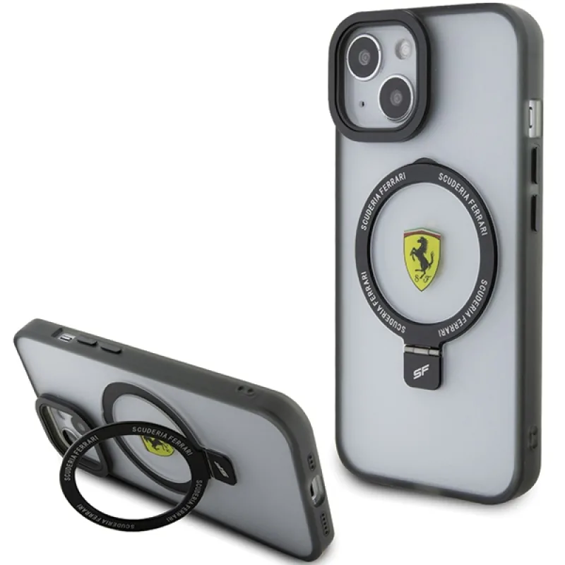 Ferrari Ring Stand 2023 Collection MagSafe Case pre iPhone 15 Plus / 14 Plus – čierny