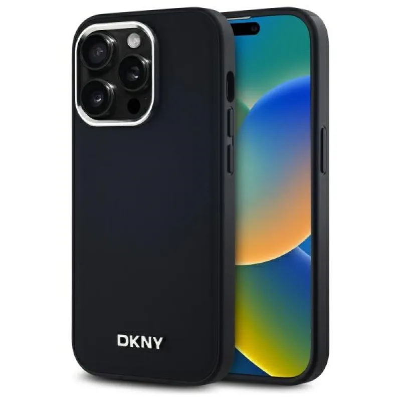 Puzdro DKNY Plain Logo MagSafe iPhone 14 Pro – čierne