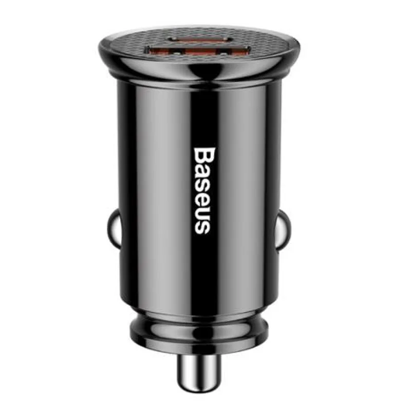 Baseus CCALL-YS01 Circular Nabíjačka do Autá USB+USB-C 30W Black…