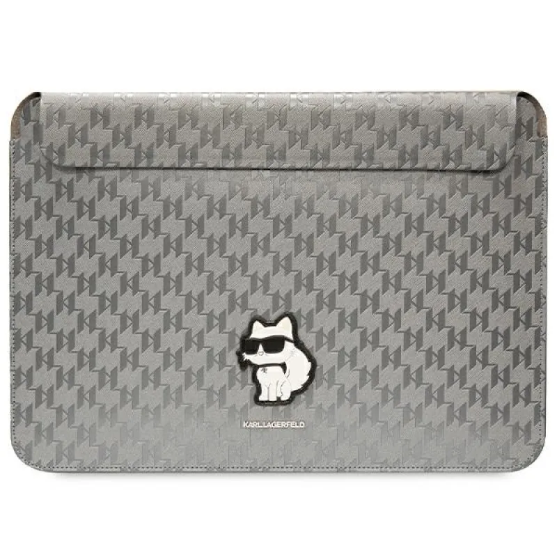Puzdro Karl Lagerfeld Saffiano Monogram Choupette na 14" notebook - strieborné