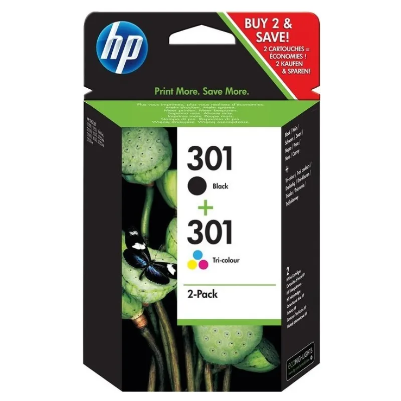 HP 301 combo pack ( čierna, 3barená), N9J72AE N9J72AE