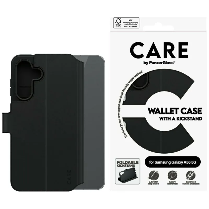 Puzdro CARE by PanzerGlass Feature Wallet Kickstand pre Samsung Galaxy A56 5G – čierne