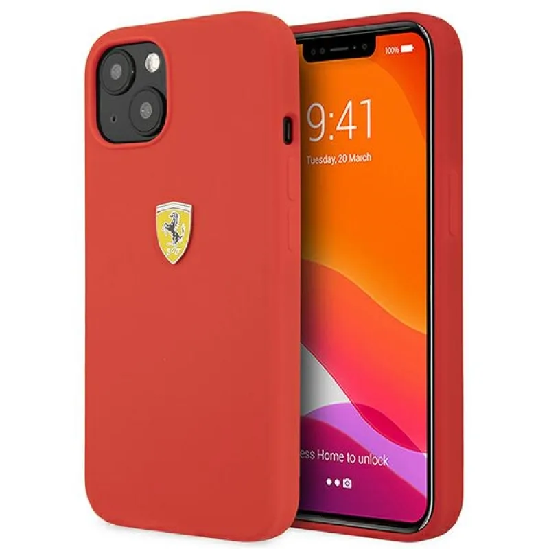 Pevné silikónové puzdro Ferrari FESSIHCP13SRE iPhone 13 mini 5,4" červeno/červené