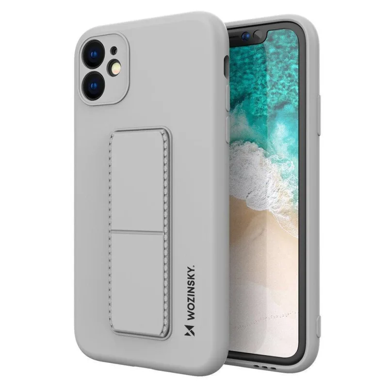 Wozinsky Kickstand Case silikónové puzdro s puzdrom na stojan Xiaomi Redmi 10X 4G / Xiaomi Redmi Note 9 šedá