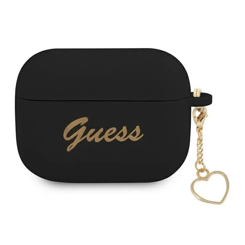 Guess GUAPLSCHSK kryt AirPods Pro black/black Silicone Charm Heart Collection