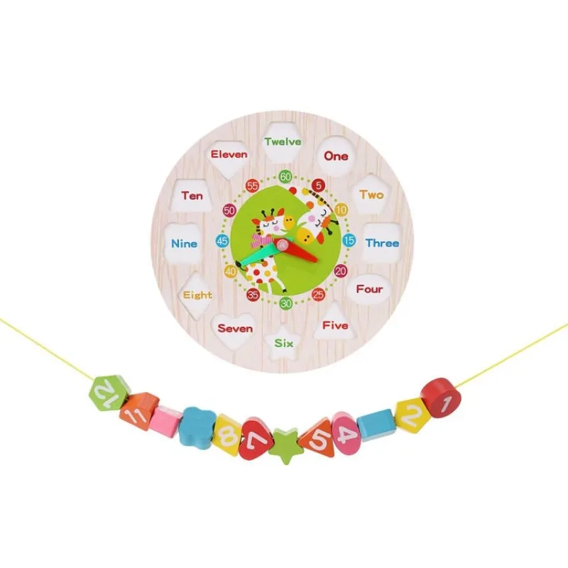 KRUZZEL 9356 Drevené detské edukačné hodiny