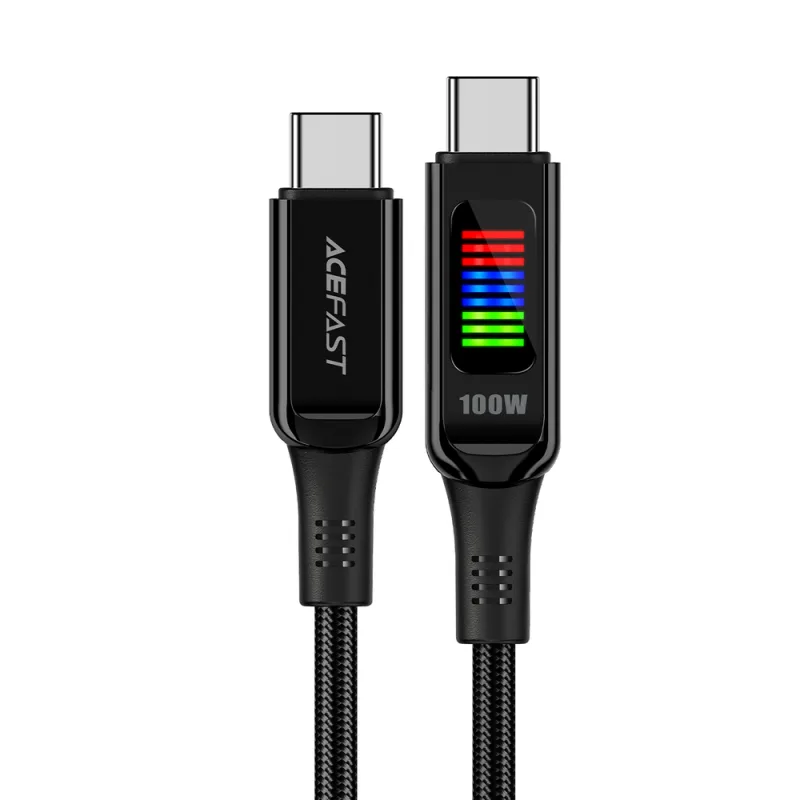 Acefast C7-03 USB-C USB-C 100W 1,2m kábel s displejom - čierny