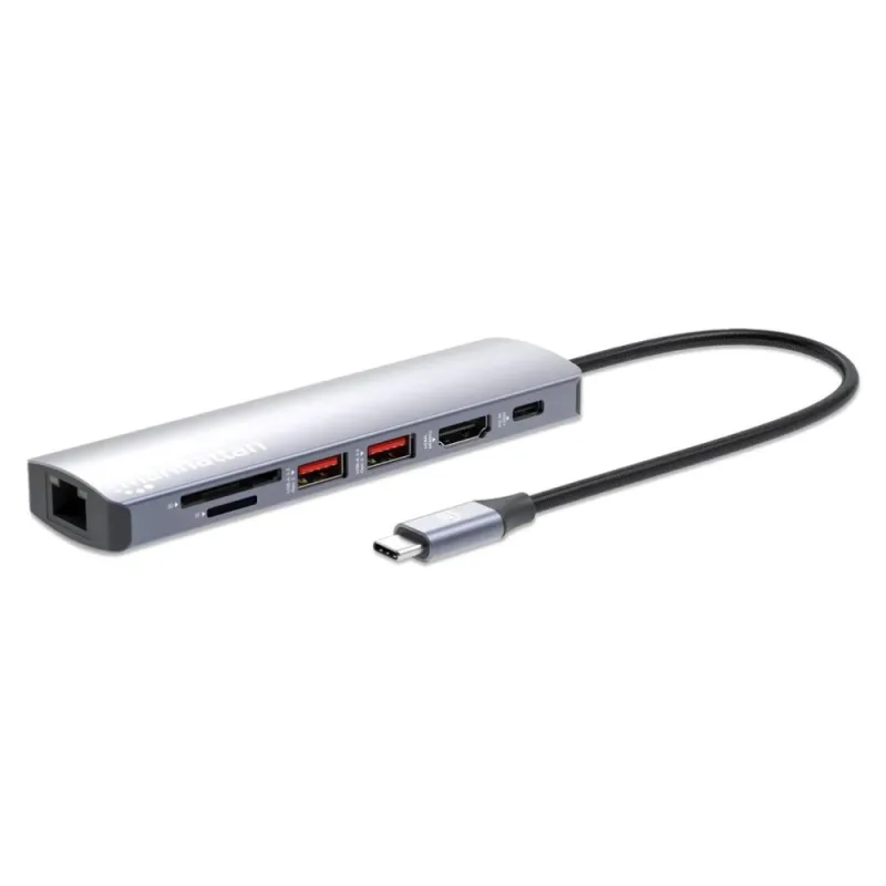MANHATTAN Dokovací stanice USB-C 7v1, 1xHDMI, 1xUSB-C, 2xUSB, 1xRJ45,…