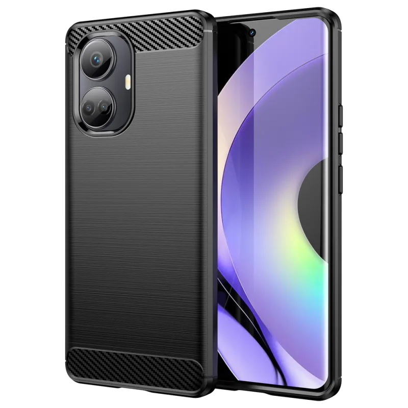 Carbon Case puzdro pre Realme 10 Pro flexibilný silikónový karbónový kryt čierny