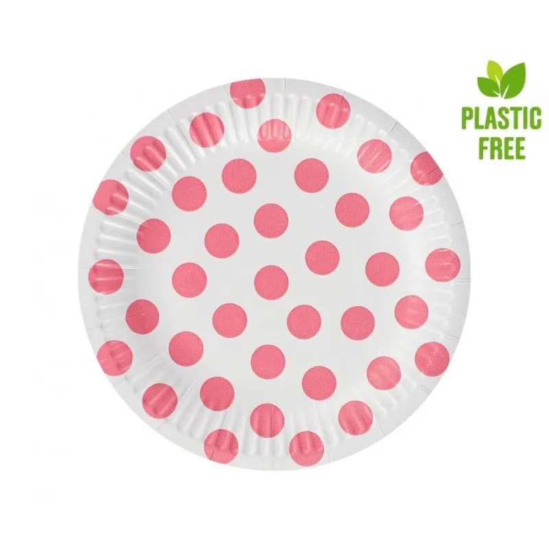 Papierové taniere bodky ružové 6 ks