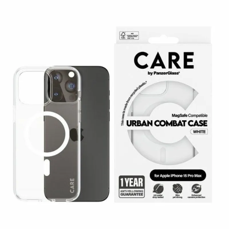 CARE by PanzerGlass Urban Combat Case MagSafe pre iPhone 15 Pro Max - biely