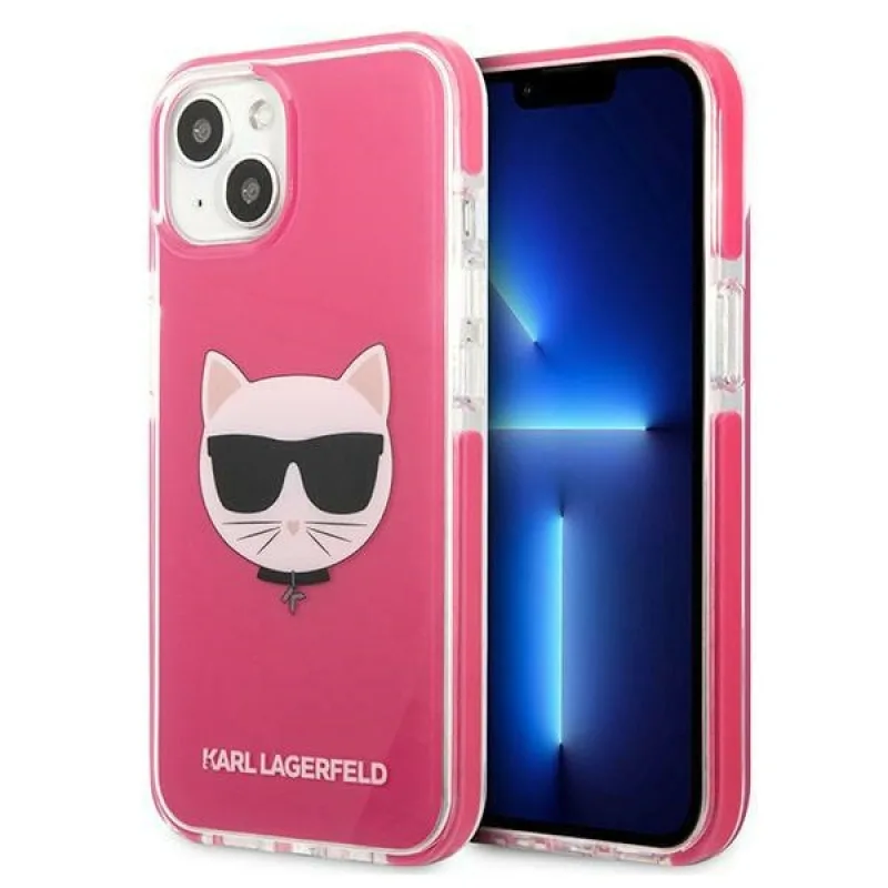 Kryt Karl Lagerfeld Choupette Head pre iPhone 13 - fuchsiový