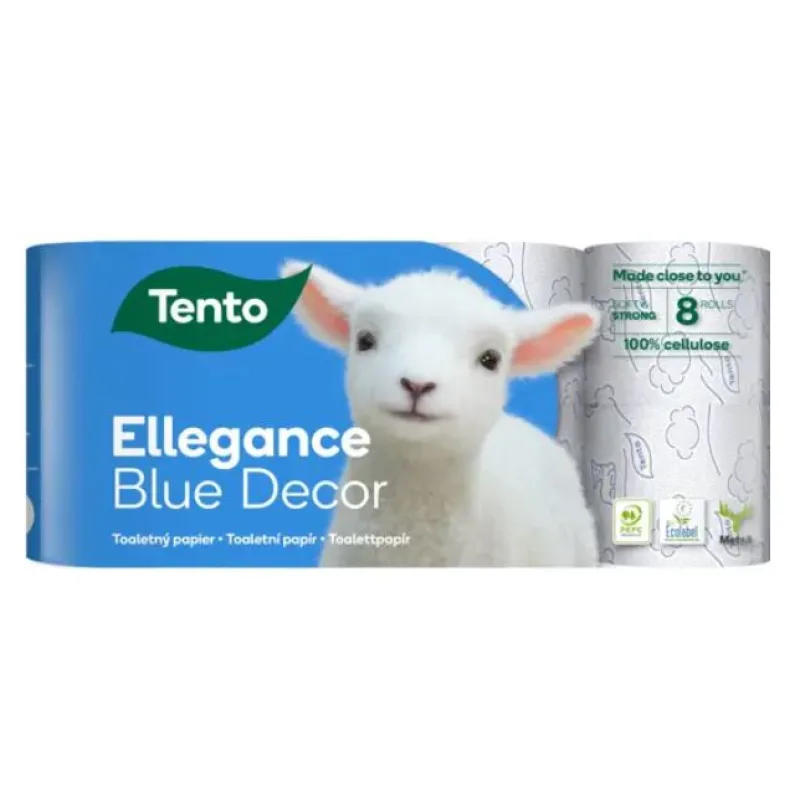 TENTO Ellegance Blue Decor toaletný papier 8 ks 3-vrstvový