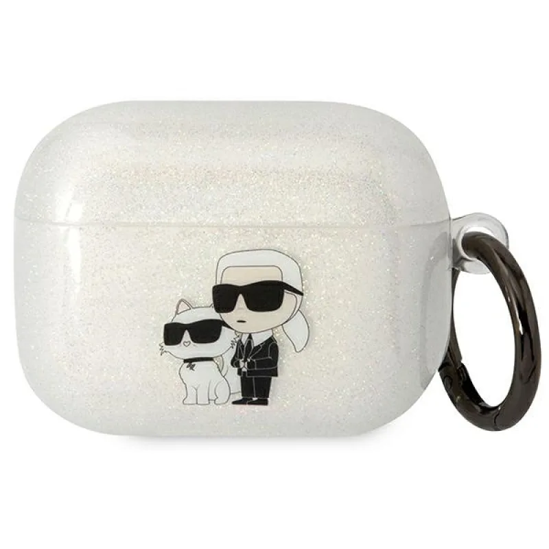 Karl Lagerfeld Kryt KLAPHNKCTGT Airpods Pro transparentný Gliter Karl&Choupette