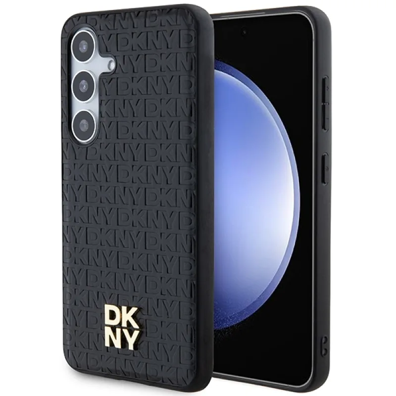 Púzdro DKNY Leather Pattern Metal Logo MagSafe pre Samsung Galaxy S24+ - čierne