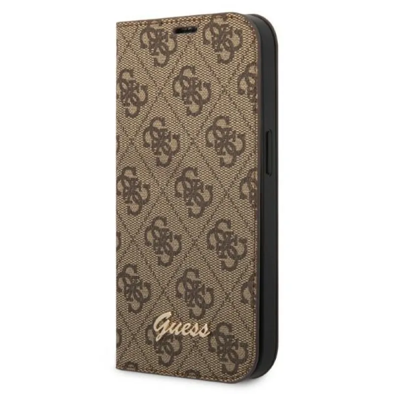 Guess GUBKP14SHG4SHW iPhone 14 6,1 "hnedá / hnedá kniha 4G Vintage Gold Logo