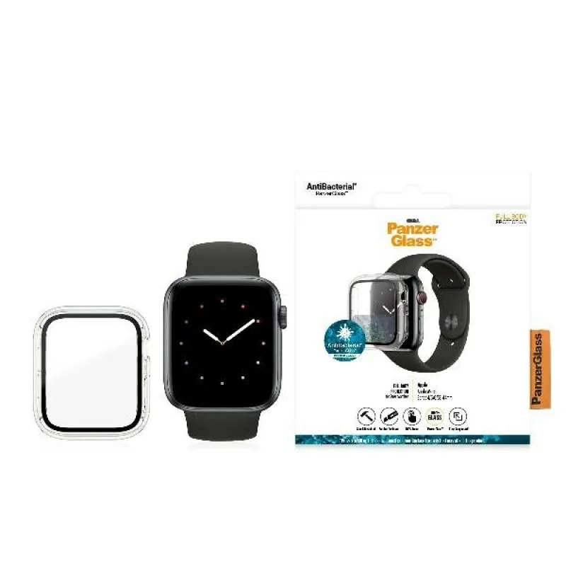 Celotelové puzdro PanzerGlass pre Apple Watch 4/5/6/SE 44 mm – priehľadné