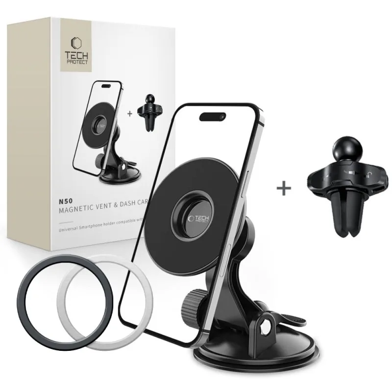 Magnetický držiak telefónu do auta Tech-Protect N50 MagSafe pre kokpit/vzduch – čierny